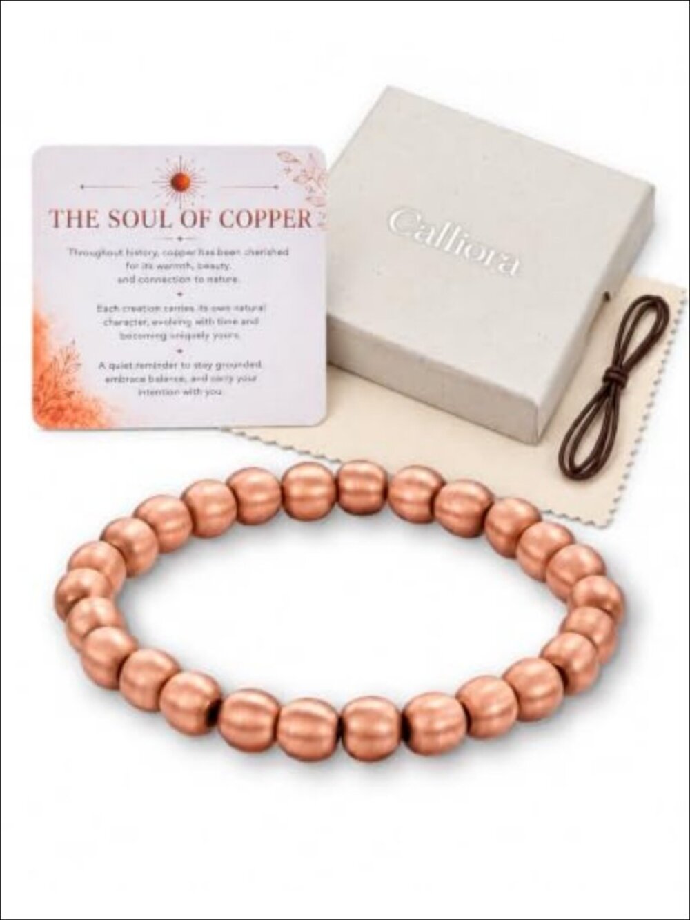 100% Solid Copper Bead Bracelet Unisex Stretch Minimalist Jewelry